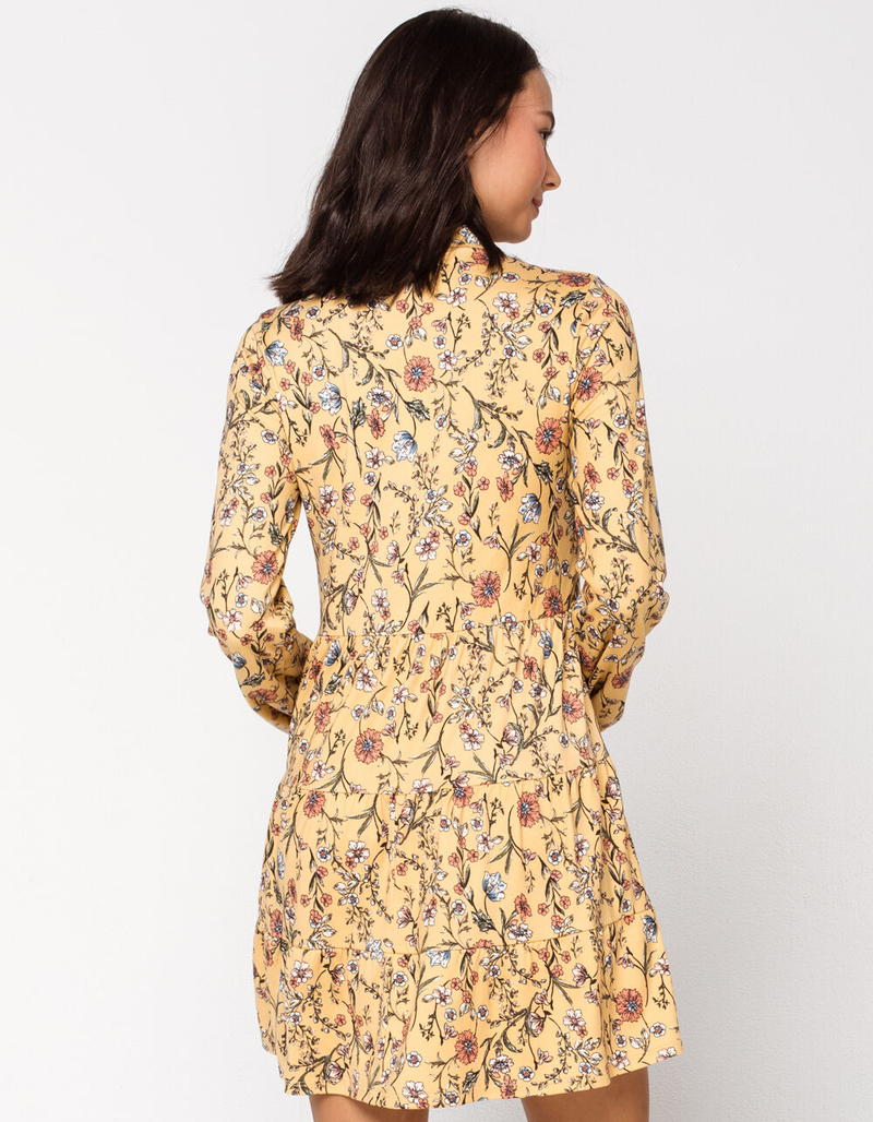 GOOD LUCK GEM Mock Neck Tier Yellow Womens Dress image number 3