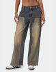 EDIKTED Contrast Panel Low Rise Washed Jeans image number 1