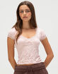 FULL TILT Texture Womens V-Neck Top image number 1