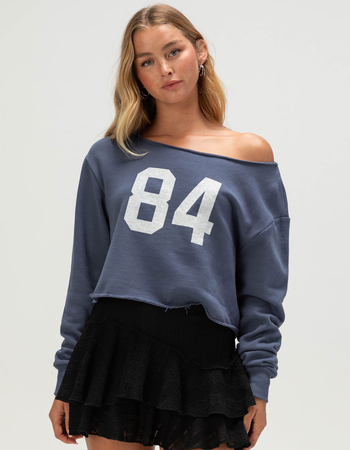 RSQ Womens 84 Crew Off The Shoulder Sweatshirt Primary Image