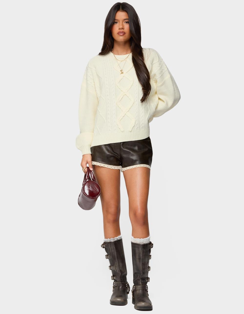EDIKTED Braided Cable Knit Oversized Sweater image number 4