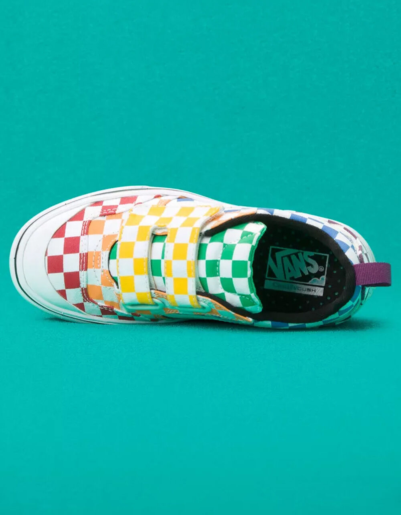 VANS Checkerboard ComfyCush New Skool Velcro Girls Shoes image number 3