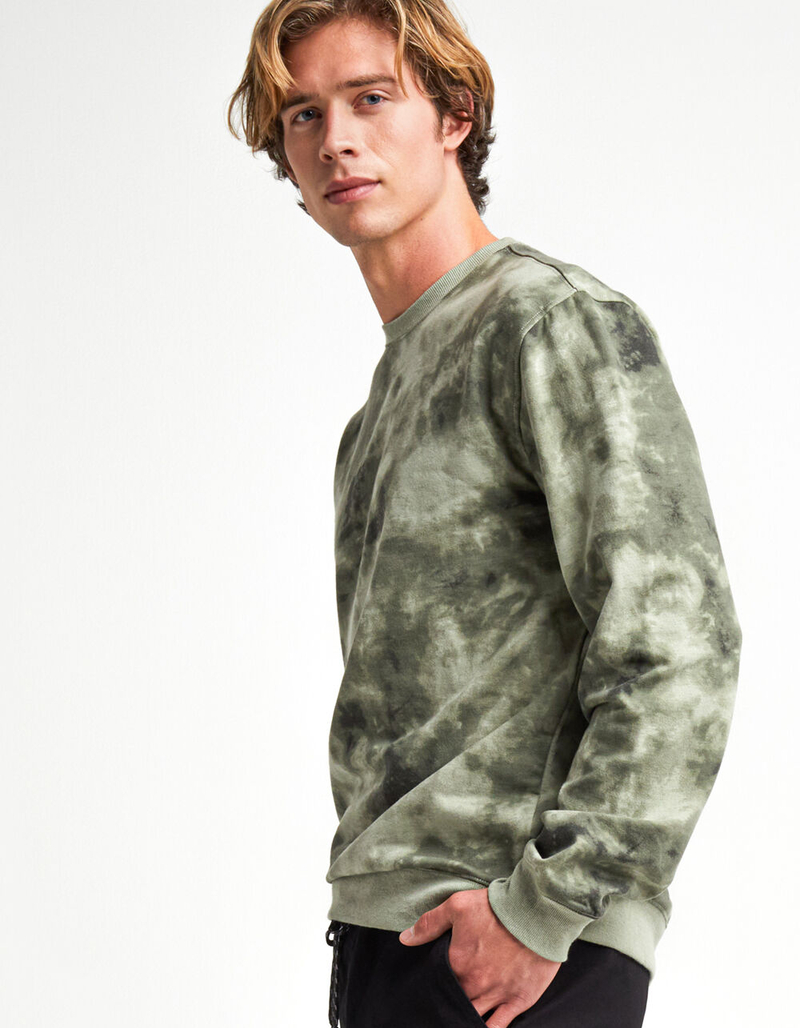 RSQ Tie-Dye Crewneck Mens Green Sweatshirt image number 2