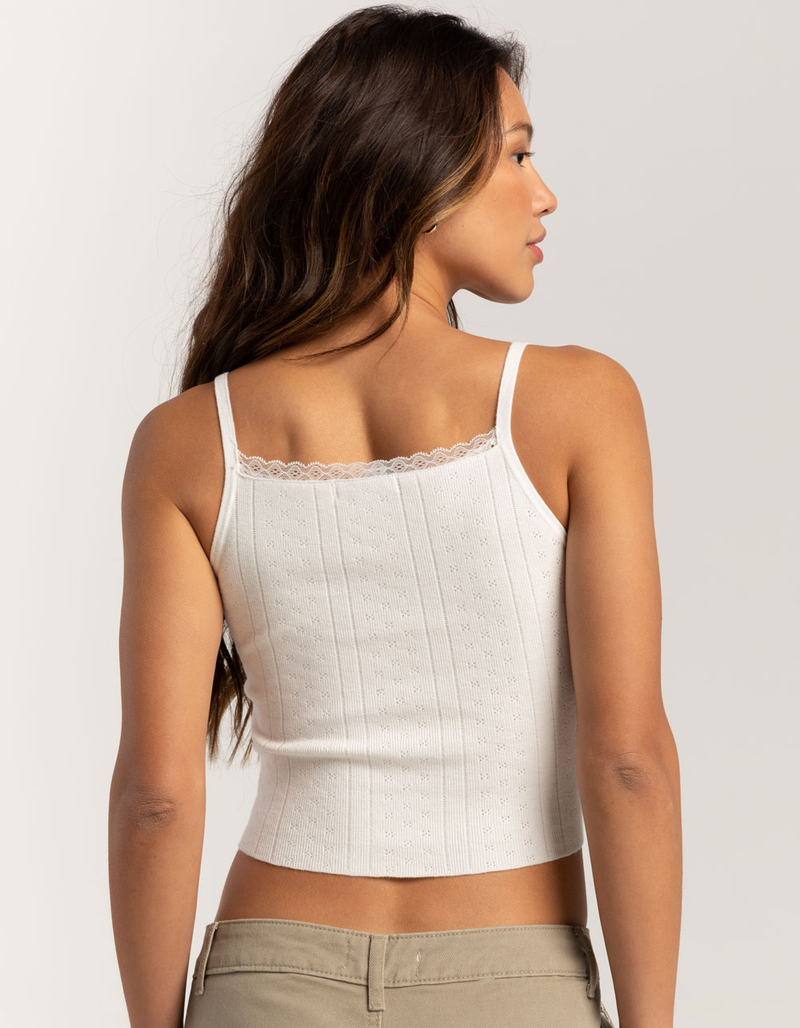 RSQ Womens Pointelle Lace Trim Cami image number 3