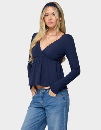 EDIKTED Kenzie Long Sleeve Babydoll Top Alternative Image