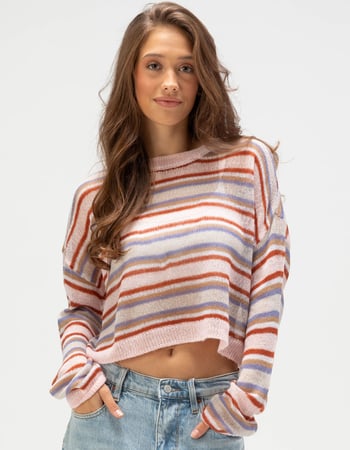 FULL TILT Multi Stripe Womens Mesh Sweater Primary Image