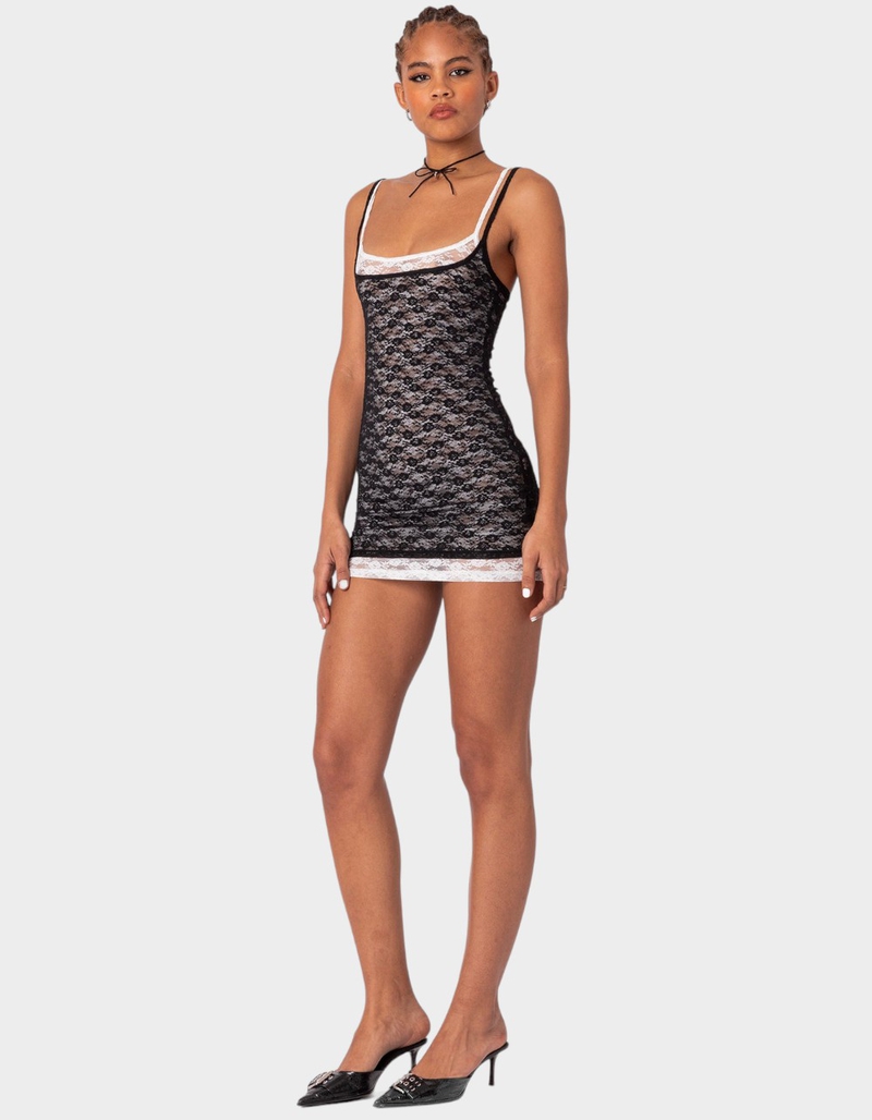 EDIKTED Vivian Layered Lace Mini Dress image number 3