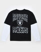 THE WILD COLLECTIVE Las Vegas Raiders Mens Long Sleeve Boxy 2fer Tee image number 2