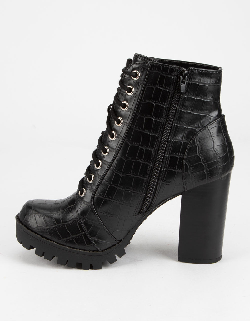 SODA Croc Lace Up Womens Booties image number 2