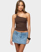 EDIKTED Calista Ribbed One Shoulder Top image number 2