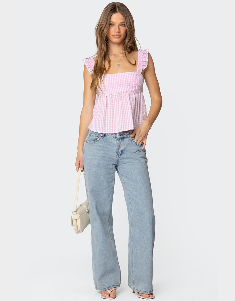 EDIKTED Jenson Backless Gingham Top image number 4