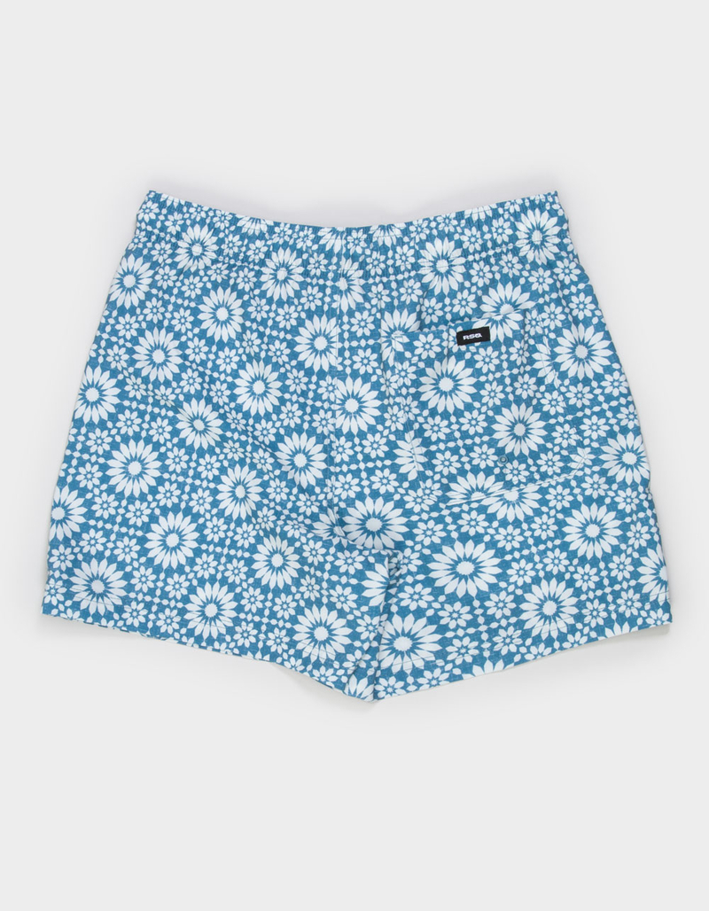 RSQ Mens Blue White Tile Mens 5" Swim Shorts image number 1