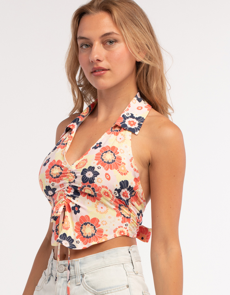 RSQ Womens Collared Cinch Front Halter Top image number 1