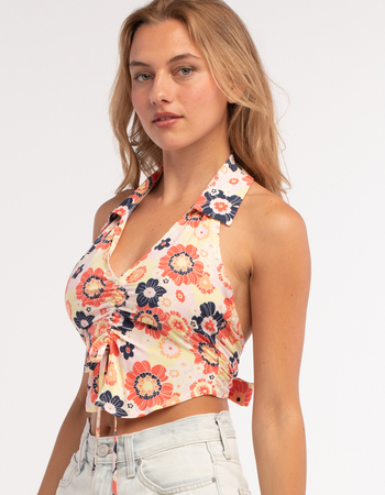 RSQ Womens Collared Cinch Front Halter Top Alternative Image