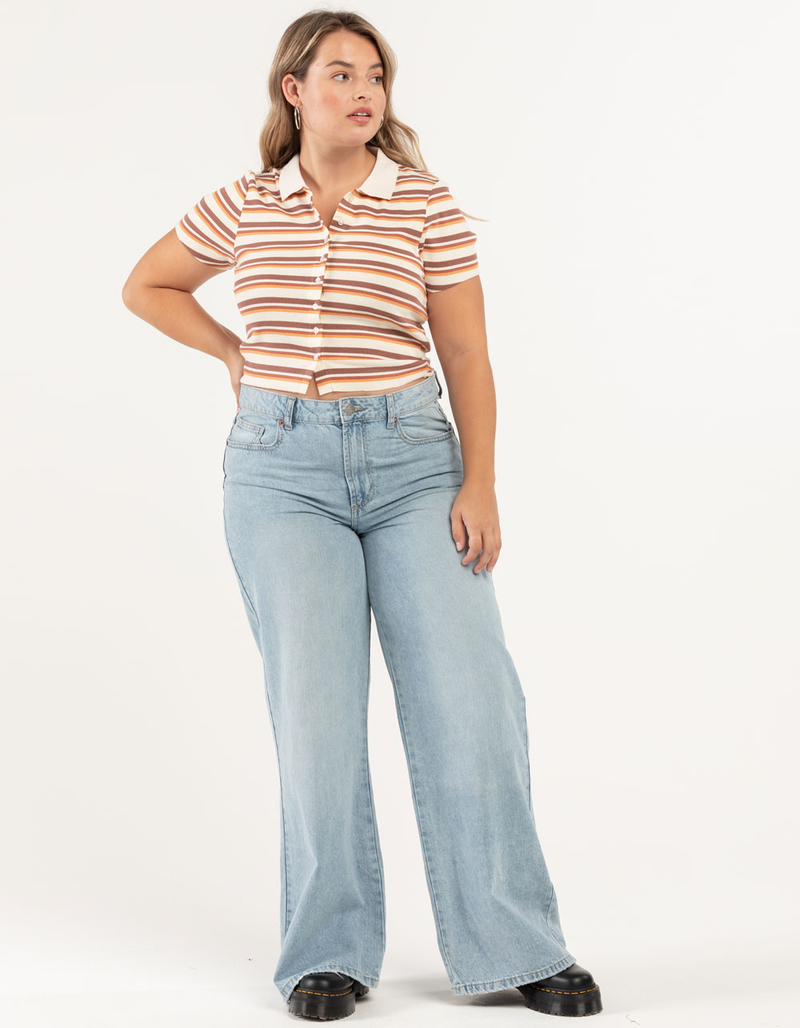 RSQ Womens Stripe Button Front Top image number 7