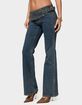 EDIKTED Asymmetric Grommet Belt Low Rise Flared Jeans image number 2