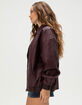 RSQ Womens Oversized Faux Leather Bomber Jacket image number 3