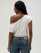 FULL TILT Womens Lace Trim Banded Bottom Off The Shoulder Top image number 4