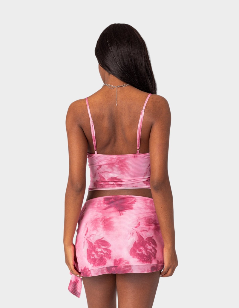 EDIKTED Wanda Printed Mesh Ruffled Tank Top image number 4