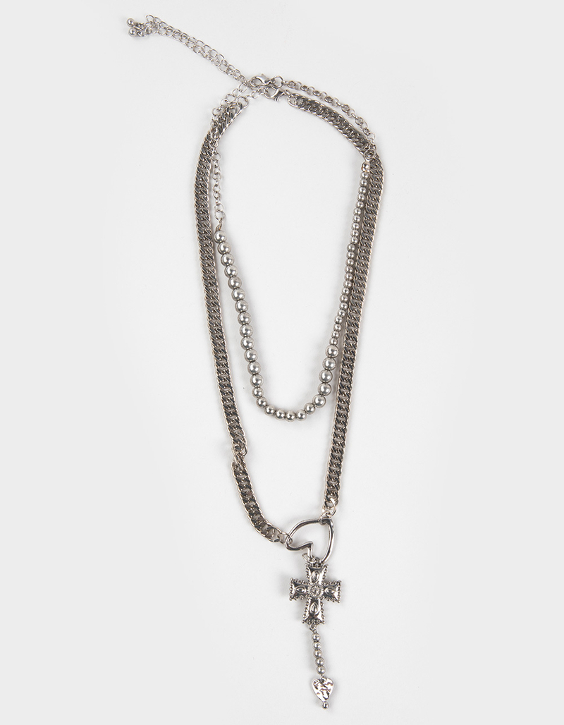 FULL TILT Lariat Heart/Cross Layered Necklace image number 0