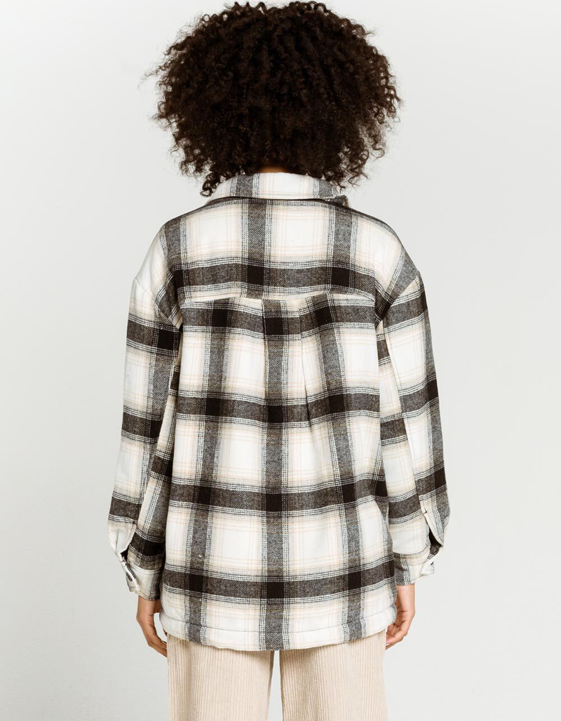LOVE TREE Plaid Sherpa Womens Jacket image number 2