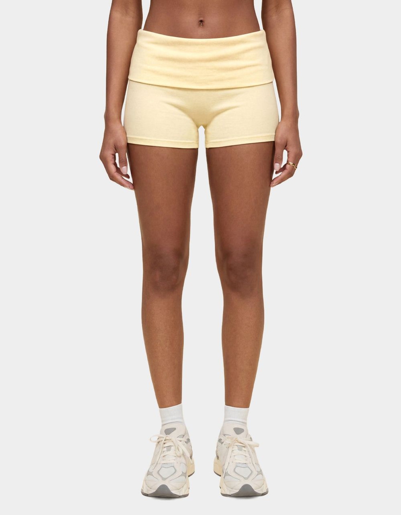 EDIKTED Audrea Ribbed Foldover Biker Shorts image number 0