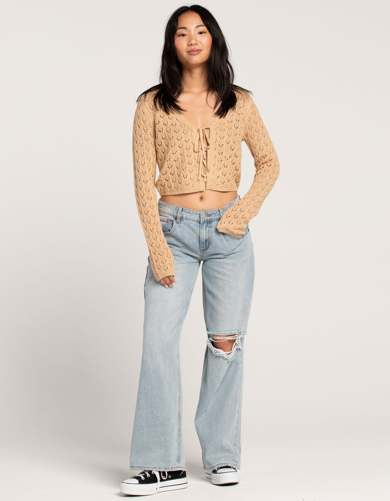 RSQ Womens Open Knit Double Tie Cardigan image number 3