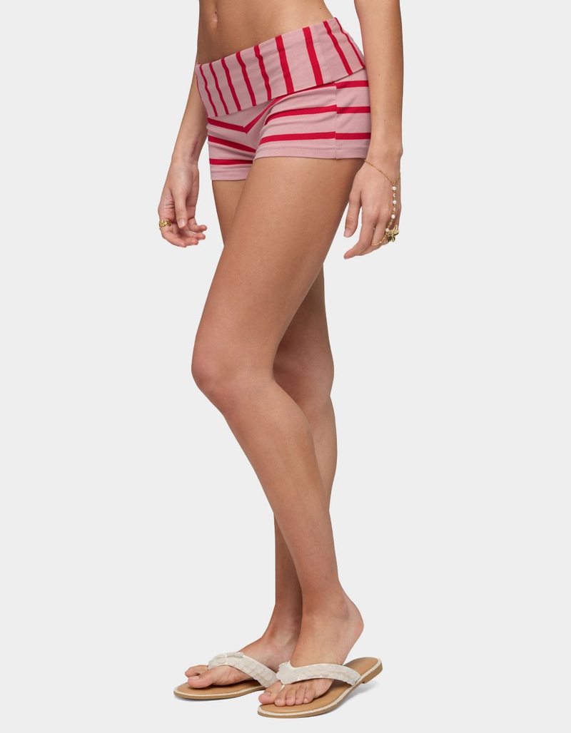 EDIKTED Lorenza Striped Foldover Shorts image number 1