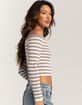RSQ Womens Stripe Off The Shoulder Long Sleeve Top image number 3