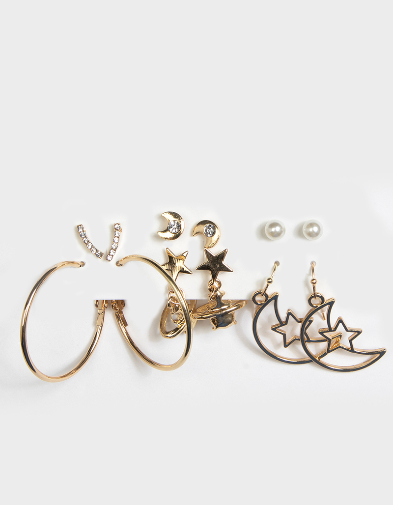 FULL TILT 6 Piece Moon & Star Earrings image number 1