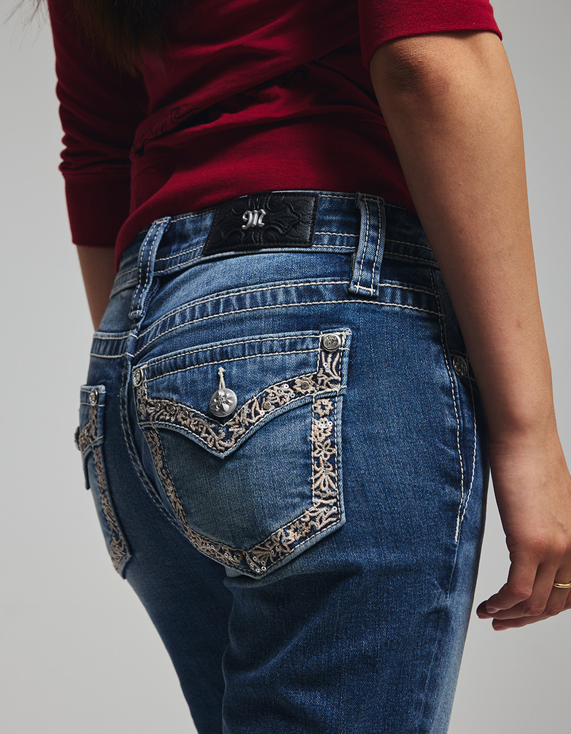 MISS ME Border Pocket Womens Mid Rise Bootcut Jeans image number 6