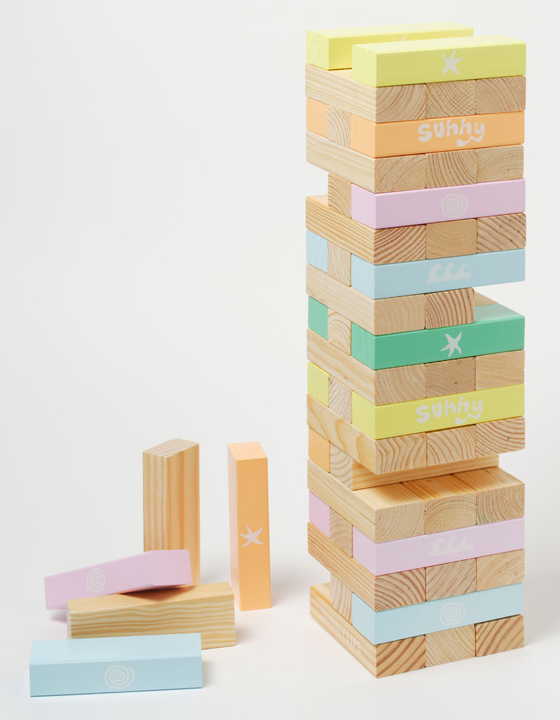 SUNNYLIFE Pool Side Pastel Gelato Giant Jumbling Tower Game image number 1