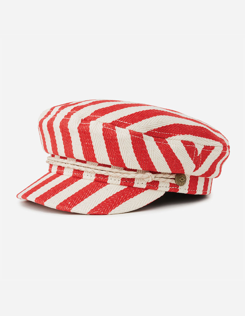 BRIXTON Red & Natural Striped Fiddler Cap image number 2