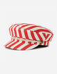 BRIXTON Red & Natural Striped Fiddler Cap image number 3