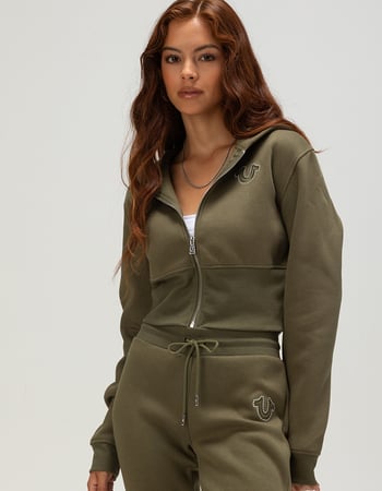TRUE RELIGION Studded High Waistband Womens Zip-Up Hoodie Primary Image