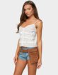 EDIKTED Chrissa Embroidered Cotton Ruffle Top image number 2