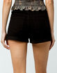 ALMOST FAMOUS High Rise Exposed Button Black Womens Denim Shorts image number 3