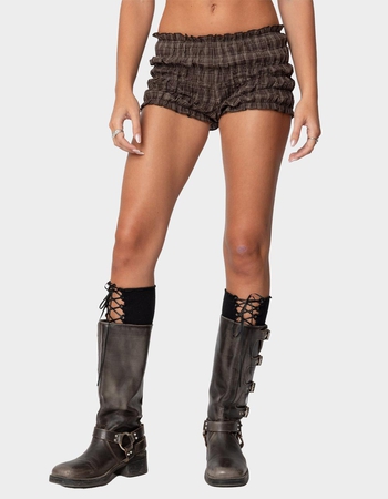 EDIKTED Plaid Scrunch Shorts Primary Image