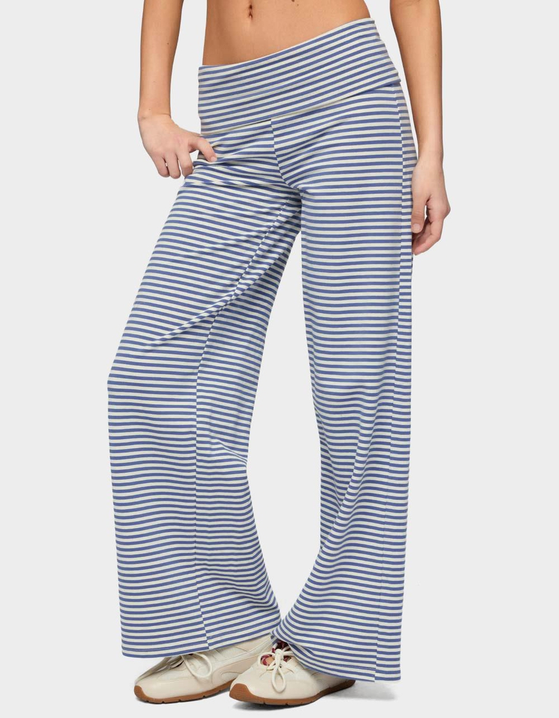 EDIKTED Petite Lilah Striped Fold Over Pants image number 1