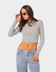EDIKTED Striped Scoop Back Long Sleeve Top image number 1
