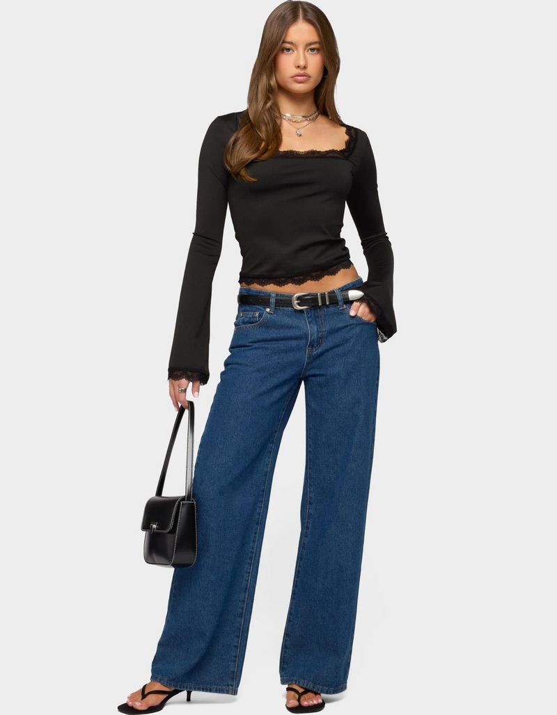 EDIKTED Kailin Lacey Flared Sleeve Top image number 4