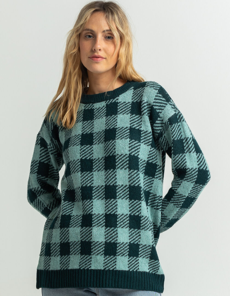FULL TILT Womens Checkered Crew Neck Sweater image number 0