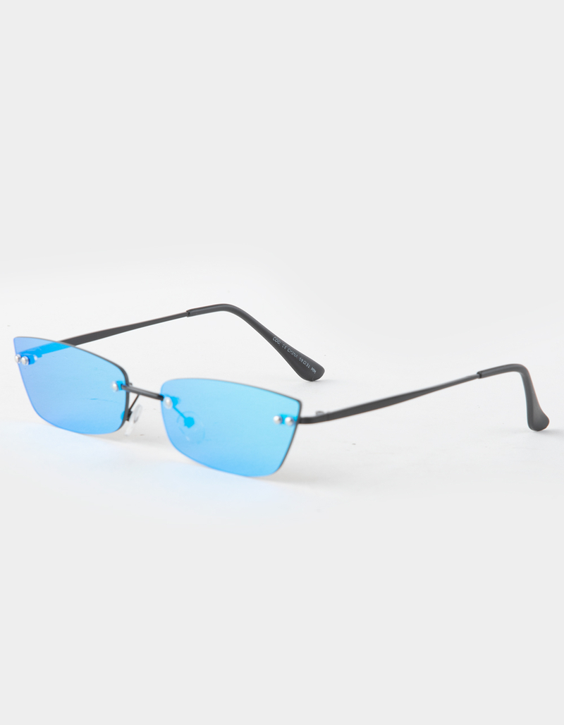 BLUE CROWN Mirrored Rectangle Cat Eye Sunglasses image number 0
