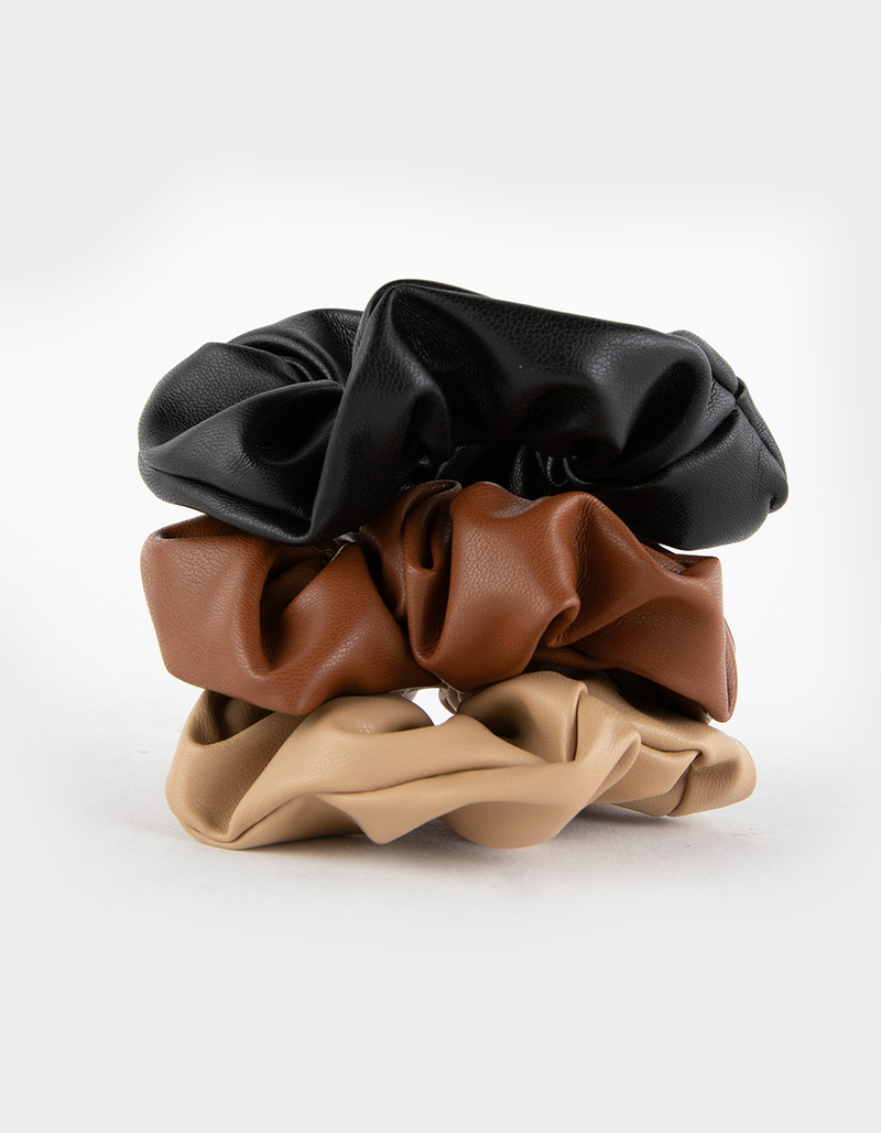 FULL TILT 3 Pack Faux Leather Scrunchies image number 2