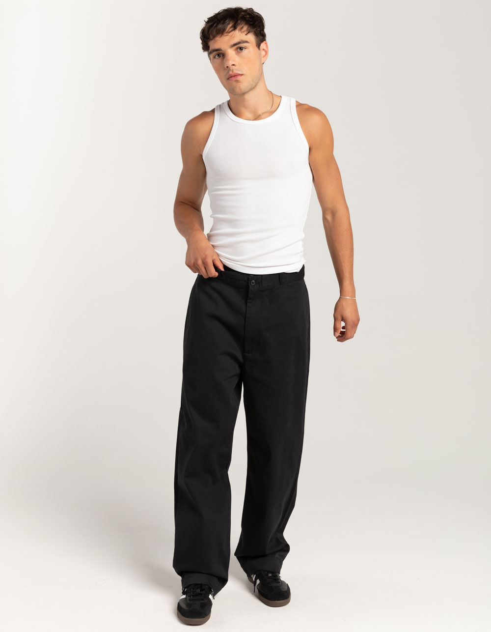 RSQ Mens Solid Fitted Ribbed Tank Top - WHITE | Tillys