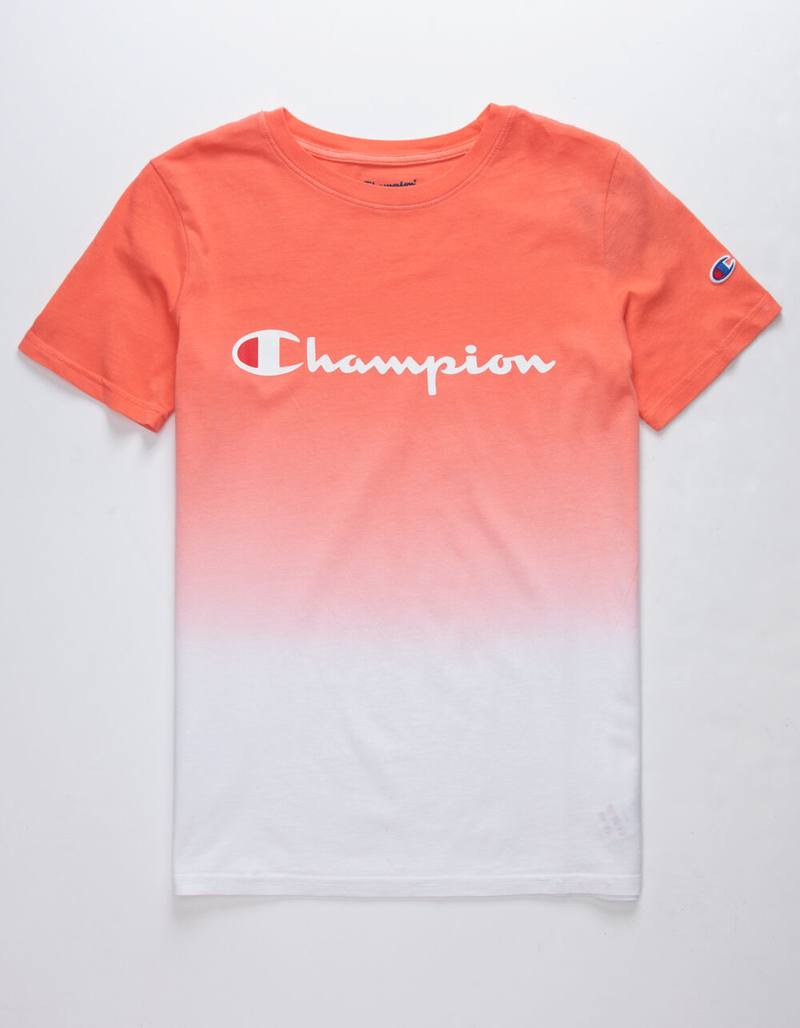CHAMPION Dip Dye Logo Papaya Boys T-Shirt image number 0