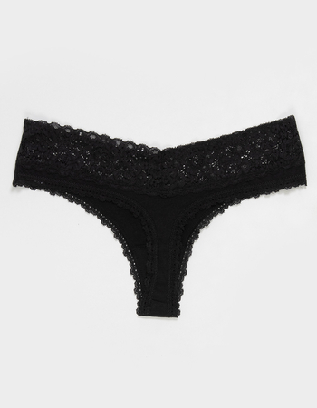 FULL TILT Stretch Cotton Lace Trim Thong Alternative Image