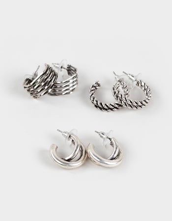 FULL TILT 3 Pack Distressed Double Hoop Earrings Primary Image