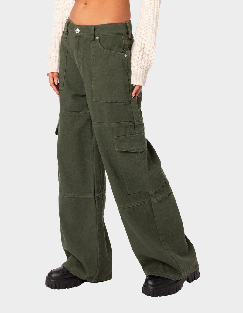 EDIKTED Ember Denim Cargo Pants DK GREEN Tillys