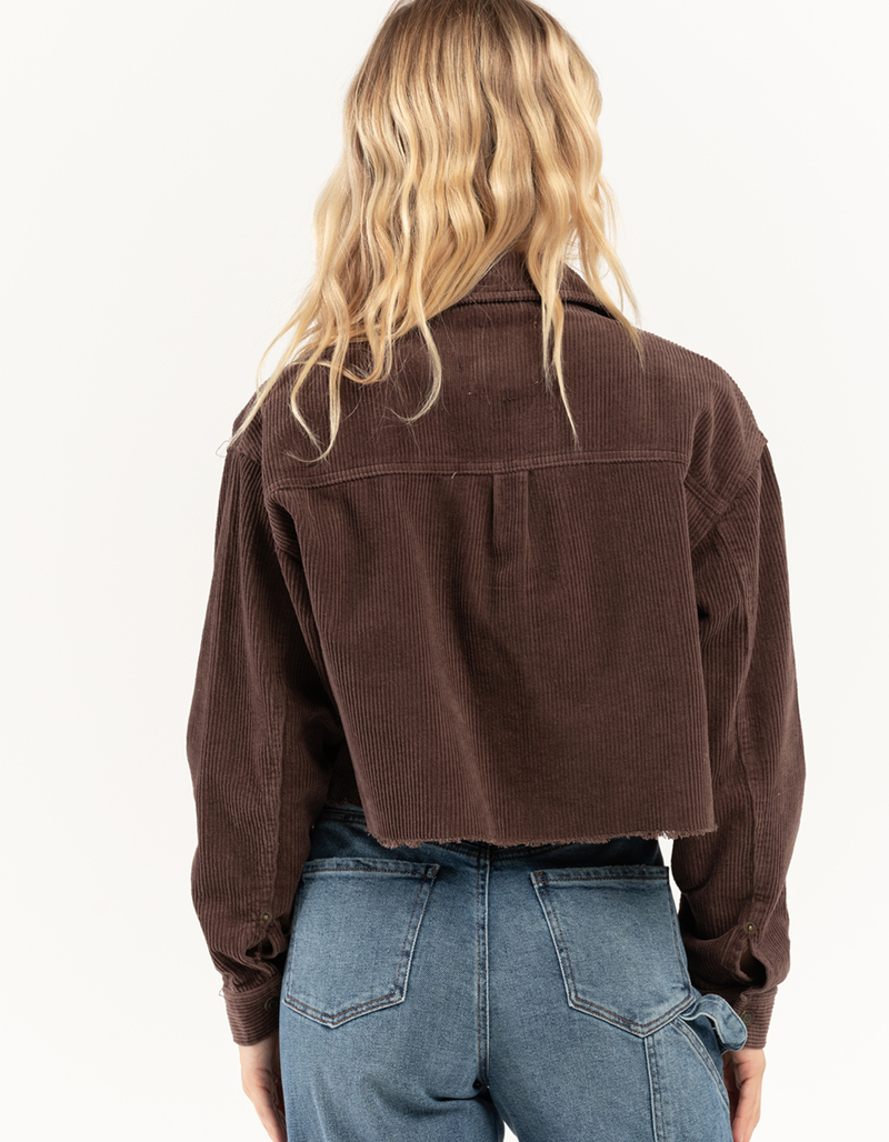 RSQ Womens Cord Raw Hem Crop Jacket image number 2